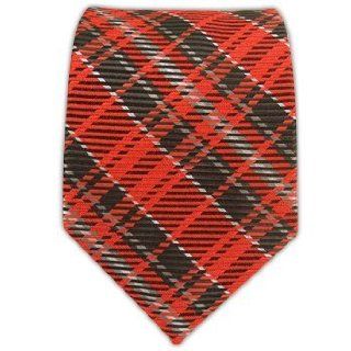 100% Silk English Plaid Apple Red Tie at  Mens Clothing store Neckties