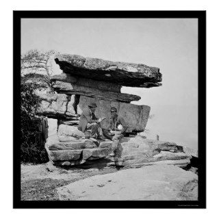 Soldiers by Umbrella Rock in Chattanooga, TN 1864 Posters