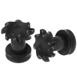 6G 6 gauge 4mm   Black Acrylic screw fit Flesh Tunnels Ear Plugs AAAT   Ear Stretching Expanders Stretchers   Sold as a Pair Body Piercing Tunnels Jewelry