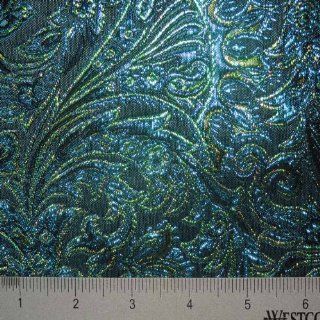 Baroque Metallic Brocade Fabric Peacock Rainbow