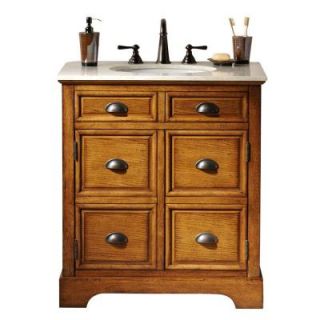 Home Decorators Collection Apothecary 30 in. W Vanity in Antique Oak with Marble Vanity Top in White DISCONTINUED 0572700560