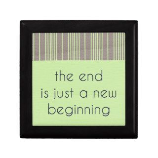 THE END IS JUST A NEW BEGINNING RETRO BROWN GREEN GIFT BOX