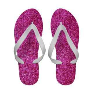 Hot Pink Faux Glitter Flip Flops