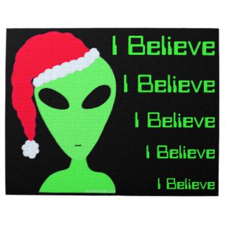 Fun Alien Santa I Believe LGM UFO Christmas Puzzle