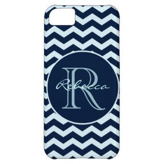 Personalized Girly Navy Light Blue Color Chevron iPhone 5C Covers
