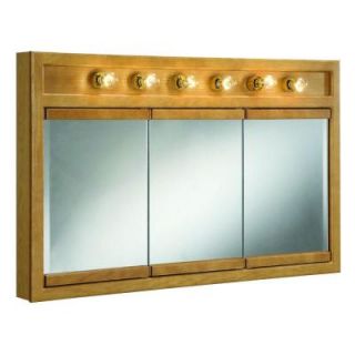 Design House Richland 48 in. x 30 in. 6 Light Tri View Surface Mount Medicine Cabinet in Nutmeg Oak 530626