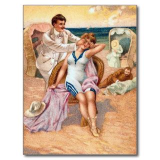 KRW Vintage Beach Illustration Postcard