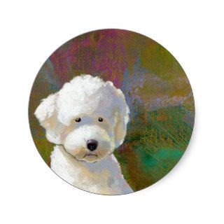 Titled I'm Thinking About It   adorable white dog Round Sticker