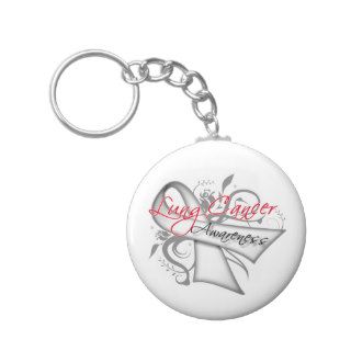 Scroll Ribbon Lung Cancer Awareness Keychain