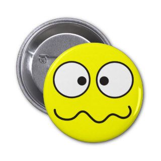Crazy insane smiley face cross eyed pinback buttons
