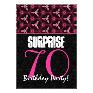 SURPRISE 70th Birthday Party Pink and Black Custom Invitations
