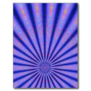 Vibrant Rays of Color Blue Digital Art Post Card