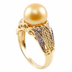 Michael Valitutti 14k Gold Pearl and 1/4ct TDW Diamond Ring (10 10.5 mm) (I J, I1 I2) Michael Valitutti Pearl Rings