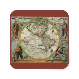 Antique Old World Map of the Americas, 1597 Stickers