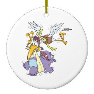 funny stork delivering baby hippo ornament