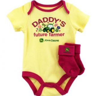John Deere Infant Yellow Bodysuit Socks SNU577Y Clothing