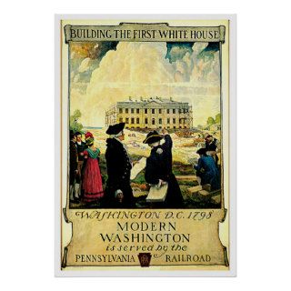 White House Washington D.C. Vintage Travel Poster