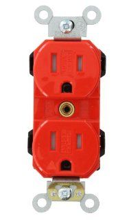 Leviton MT562 IGR Tamper Resistant, Industrial Grade, Isolated Ground, Lev Lok, 15 Amp, 125 Volt, 2P, 3W, Modular Duplex Receptacle, Red   Electrical Outlets  