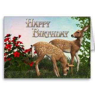 Baby Deer Happy Birthday Card