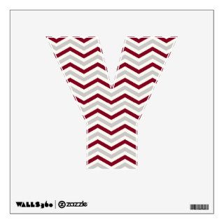 Burgundy red, grey, ivory chevron pattern letter Y Wall Graphic