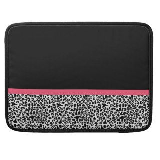 Trendy Black And White Leopard Print Pink Ribbon MacBook Pro Sleeves