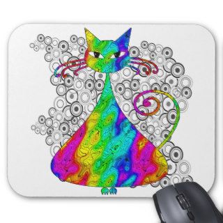 Trippy Psychedelic Cat Mousepad