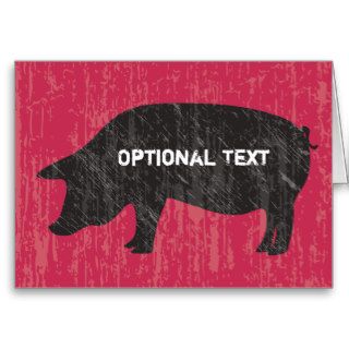 Rustic Black Pig Greeting Card
