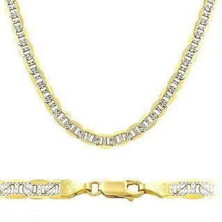 Solid 14k Yellow White Gold Mariner Chain Necklace 3.5mm 16" Jewelry