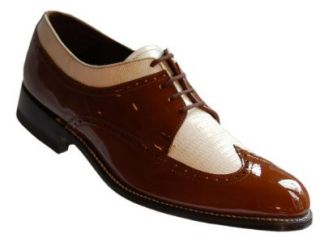 Stacy Baldwin Brown and White Wingtip Vintage Style Two Tone Spectator Leather Shoes with Leather Soles Oxfords Shoes Shoes