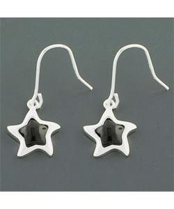 Black Onyx Silver Star Earrings (China) Earrings