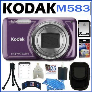 Kodak EasyShare M583 14MP Digital Camera with 8x Optical Zoom in Purple + 8GB Accessory Kit  Point And Shoot Digital Camera Bundles  Camera & Photo
