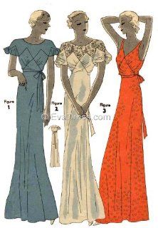 1933 Ladies' Night or Evening Gown Pattern in Size 16  Other Products  