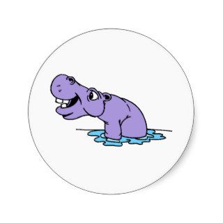 Funny Hippo in Water Stickers