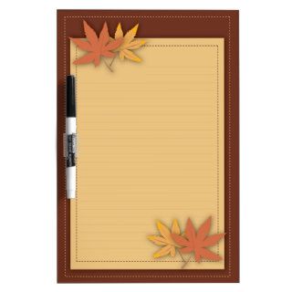 Fall Leaves Notebook Paper Dry Erase Board