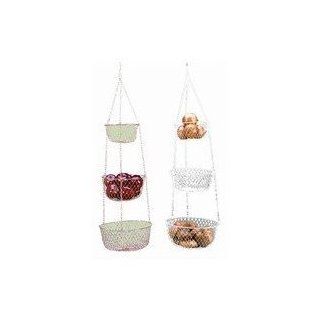3 Tier Hanging Baskets Fruits and Vegetables, GREEN, Kitchen Decor or Living Room Wire Basket GREEN   Home Decor Gift Packages