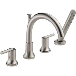 Delta Trinsic 2 Handle Deck Mount Roman Tub Faucet Trim Kit Only with Hand Shower in Stainless (Valve Not Included) T4759 SS