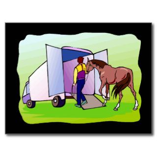 Horse Gets Into Horse Trailer Post Cards