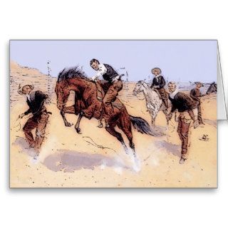 Cowboys   Cowboy Breaking Horse Cards