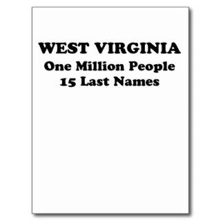West Virginia one million people 15 last names Postcard