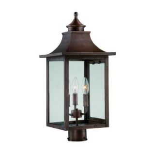 Acclaim Lighting St. Charles Collection 3 Light Outdoor Copper Pantina Post Light Fixture 8317CP