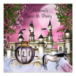 Pink Roses Princess Sweet 16 Birthday Party Personalized Invitations