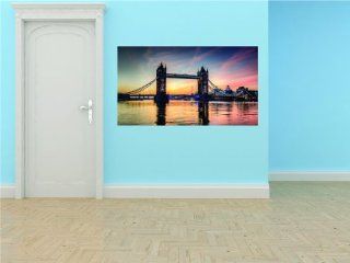 Tower Bridge London Victorian Gothic Style Water Scene Graphic Design Image Living Room Home Decor Vinyl Wall   Best Selling Cling Transfer Decal Color 586Size  20 Inches X 40 Inches   22 Colors Available   Wall Decor Stickers