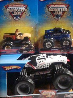 Hot Wheels Monster Jam Dalmation Monster Mutt 1/24 With Predator & Donkey Kong 1/64 {3 Pieces} Toys & Games