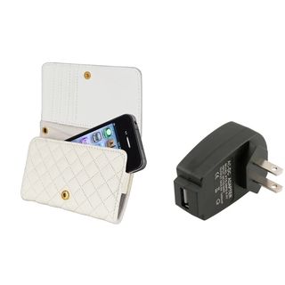 BasAcc White Wallet Case/ Black Travel Charger for Apple iPhone 4/ 4S BasAcc Cases & Holders