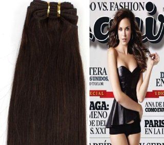 16" #2 DARK BROWN，100% Real Human Hair Straight Weaving Weft Extensions  Human Hair For Weaving  Beauty