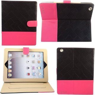 2 Tone Squared Stand Flip Case Cover Skin For Apple iPad 2 3 4 / Black And Pink Cell Phones & Accessories