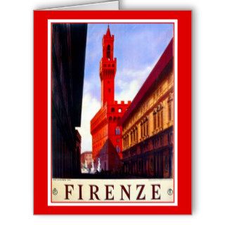 Vintage Florence Italian travel poster Card
