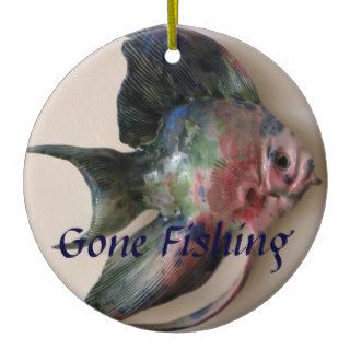 Gone Fishing Door Sign Christmas Tree Ornaments