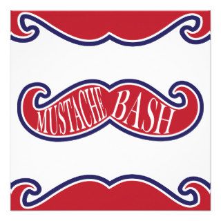 Mustache Bash   Red, White and Blue Personalized Announcement