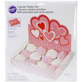 Cupcake Bakery Box W/Hearts 1/Pkg Holds 12 Cupcakes Wilton Cake Accessories